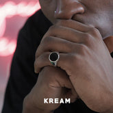 KREAM S925 Enamel Ring Sterling Silver Onyx Ring - COPPING THREADS - KREAM